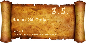 Baran Sándor névjegykártya